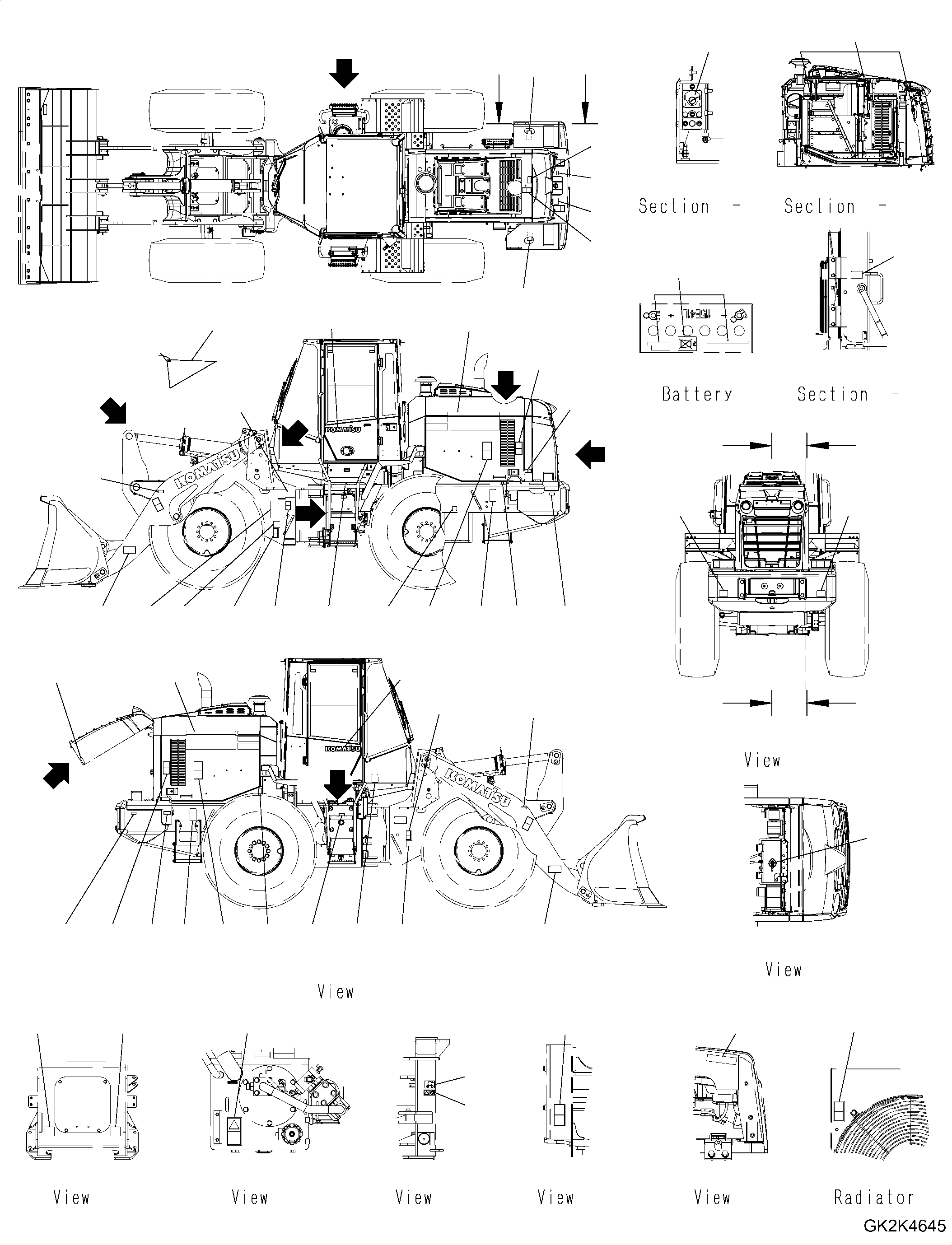 Табличка «Опасно: аккумулятор» 09664-61D11 KOMATSU