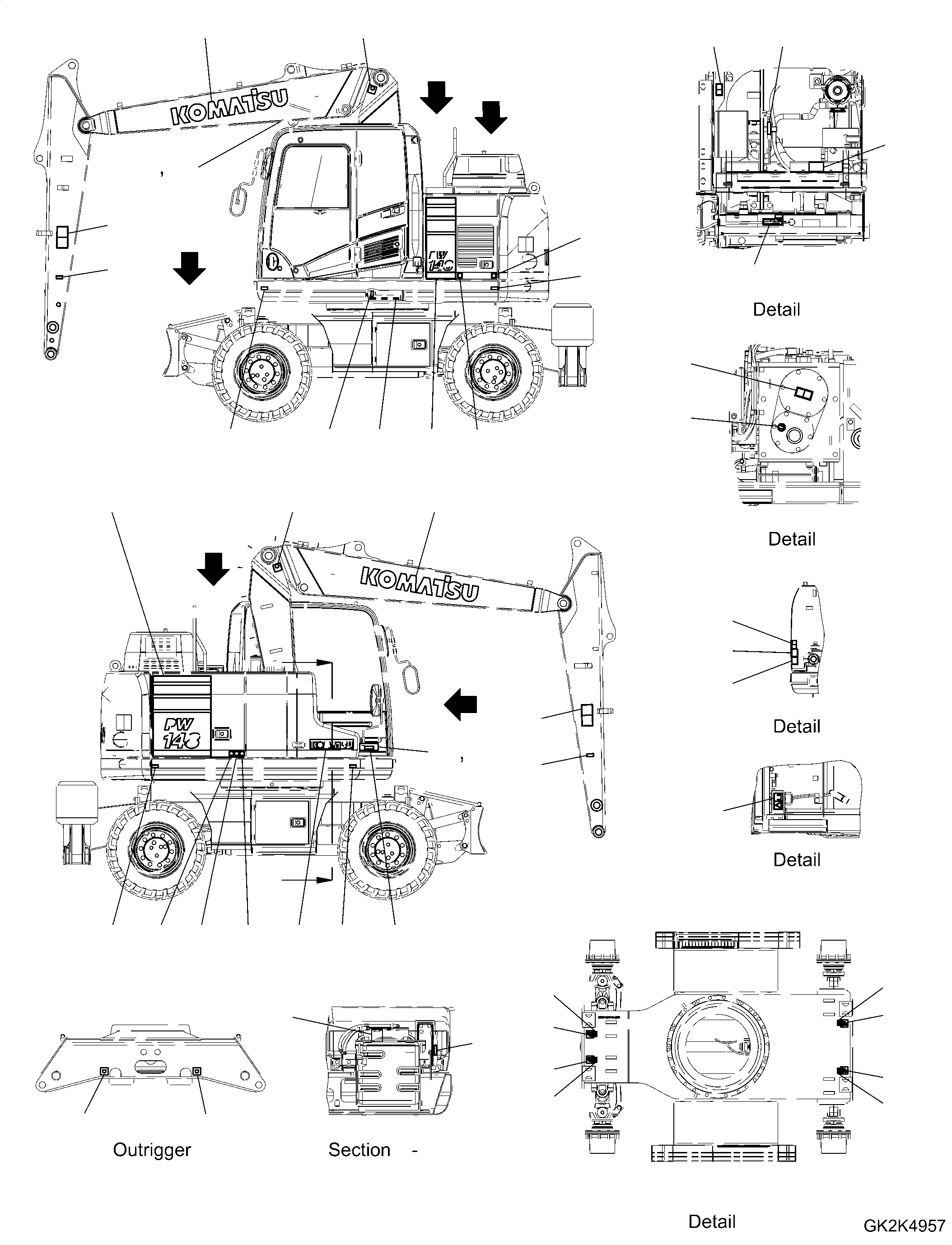Plate, Decal PW158, L.H. 20E-00-61520 KOMATSU