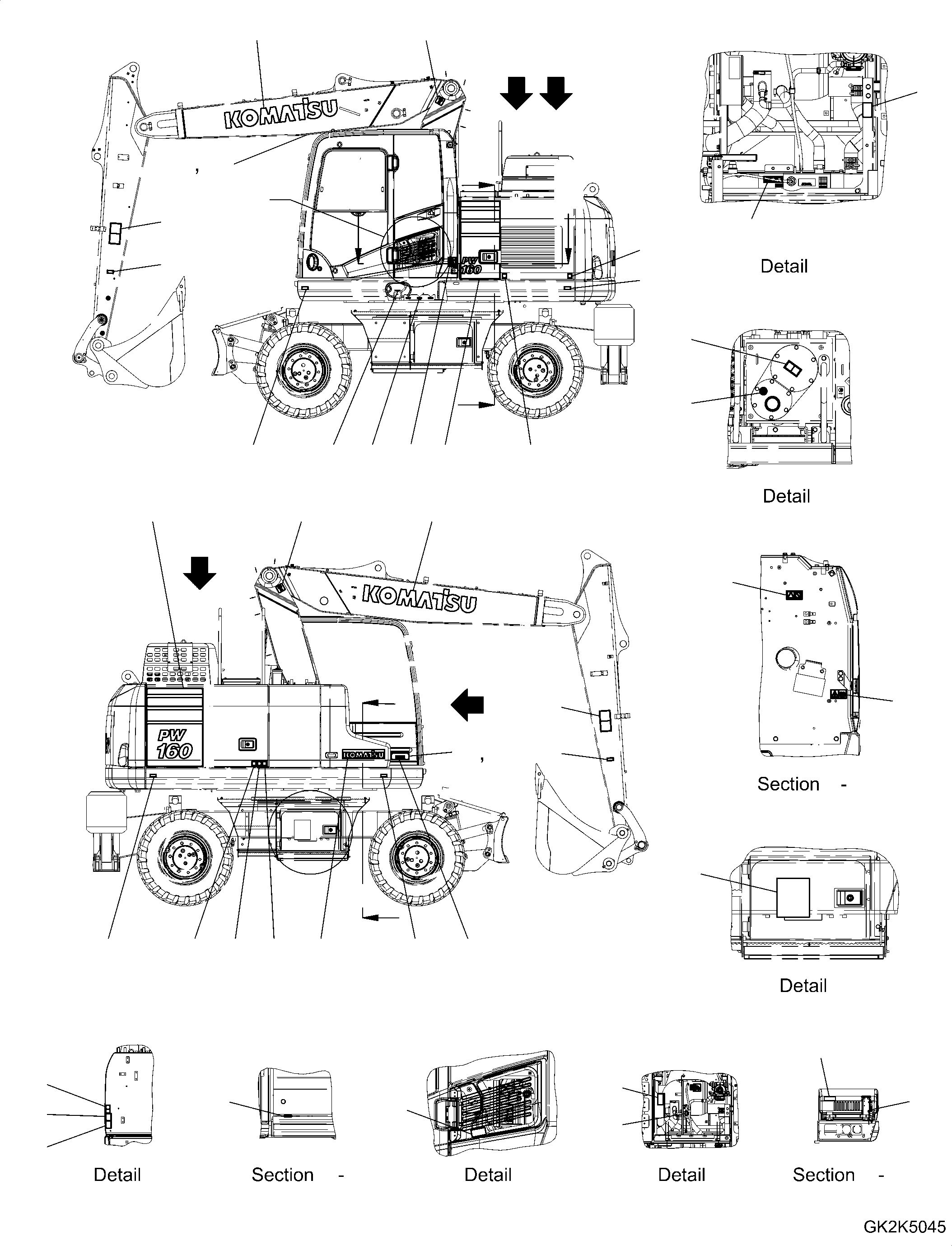 Plate, Decal PW160 R.H. 20G-00-71780 KOMATSU
