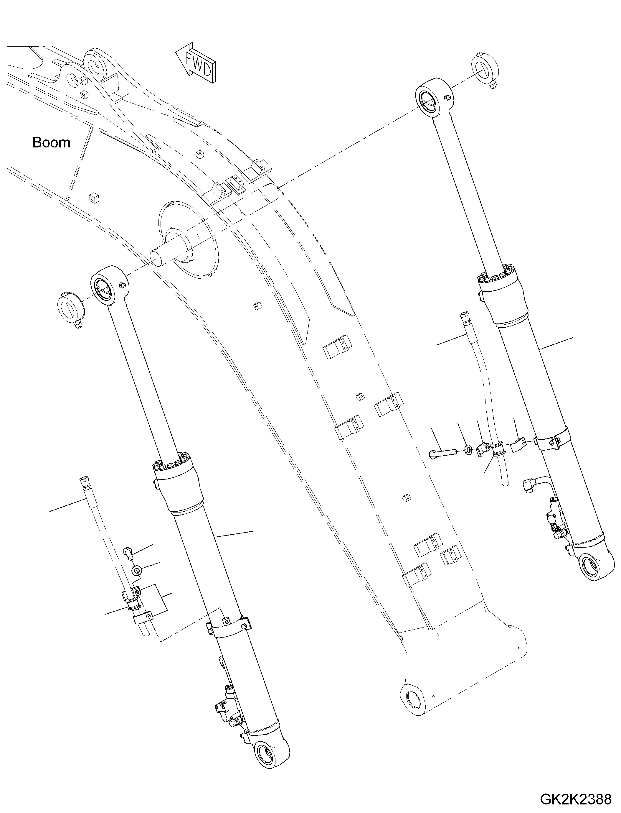 Boom Cylinder Assembly, R.H. (707-E1-X1900) KOMATSU