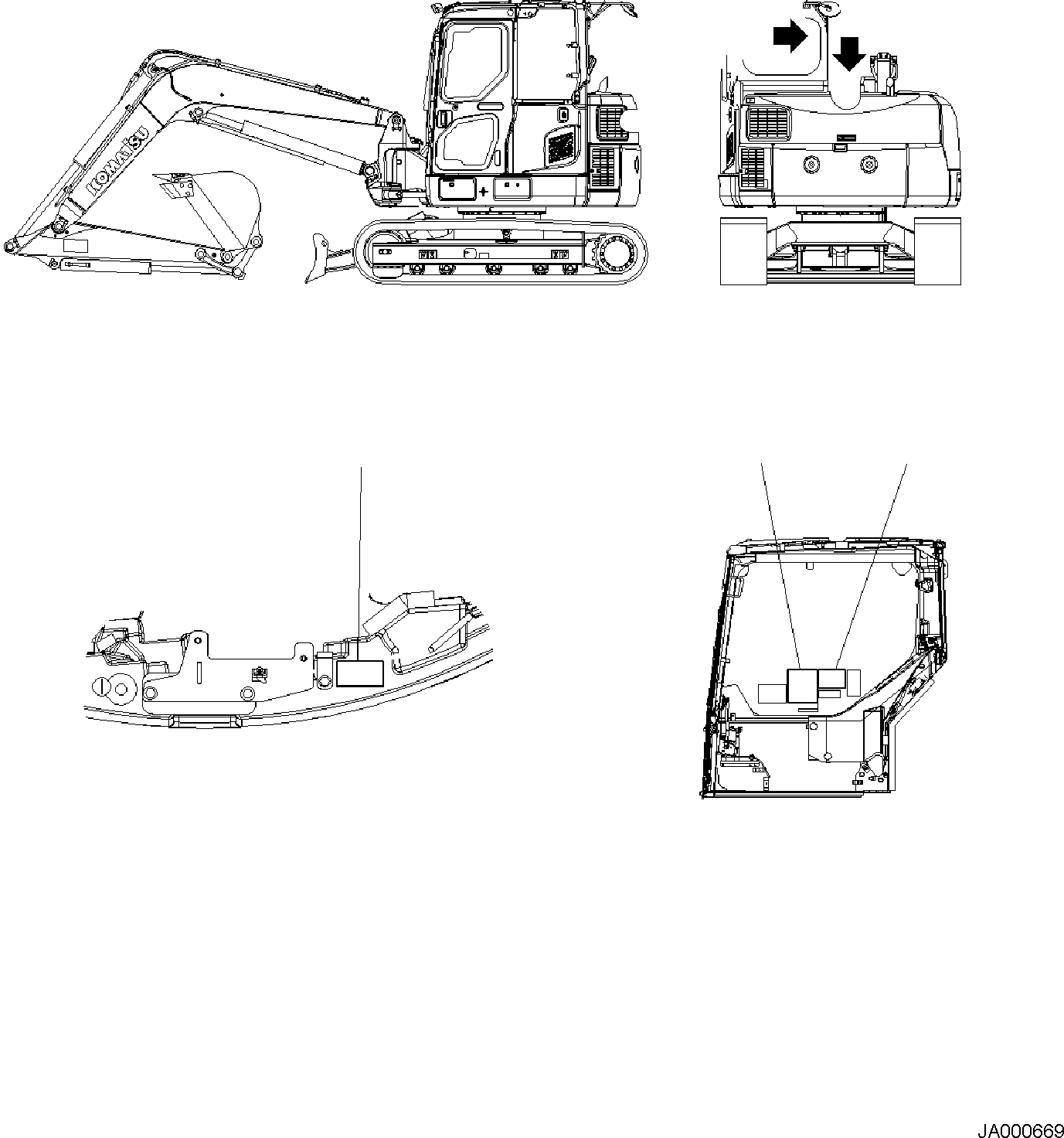 Decal, Lifting Capacity Table 22P-00-11240 KOMATSU