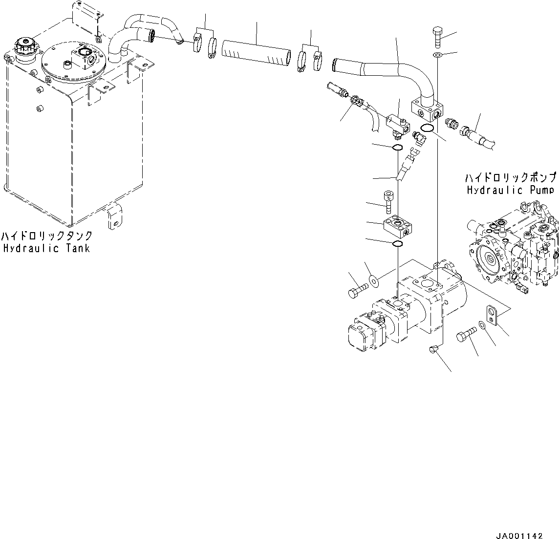 Hose(Hydraulic Piping,Charge Piping,Without Emergency Steering, Automatic Control Type) (418-18-42390) KOMATSU