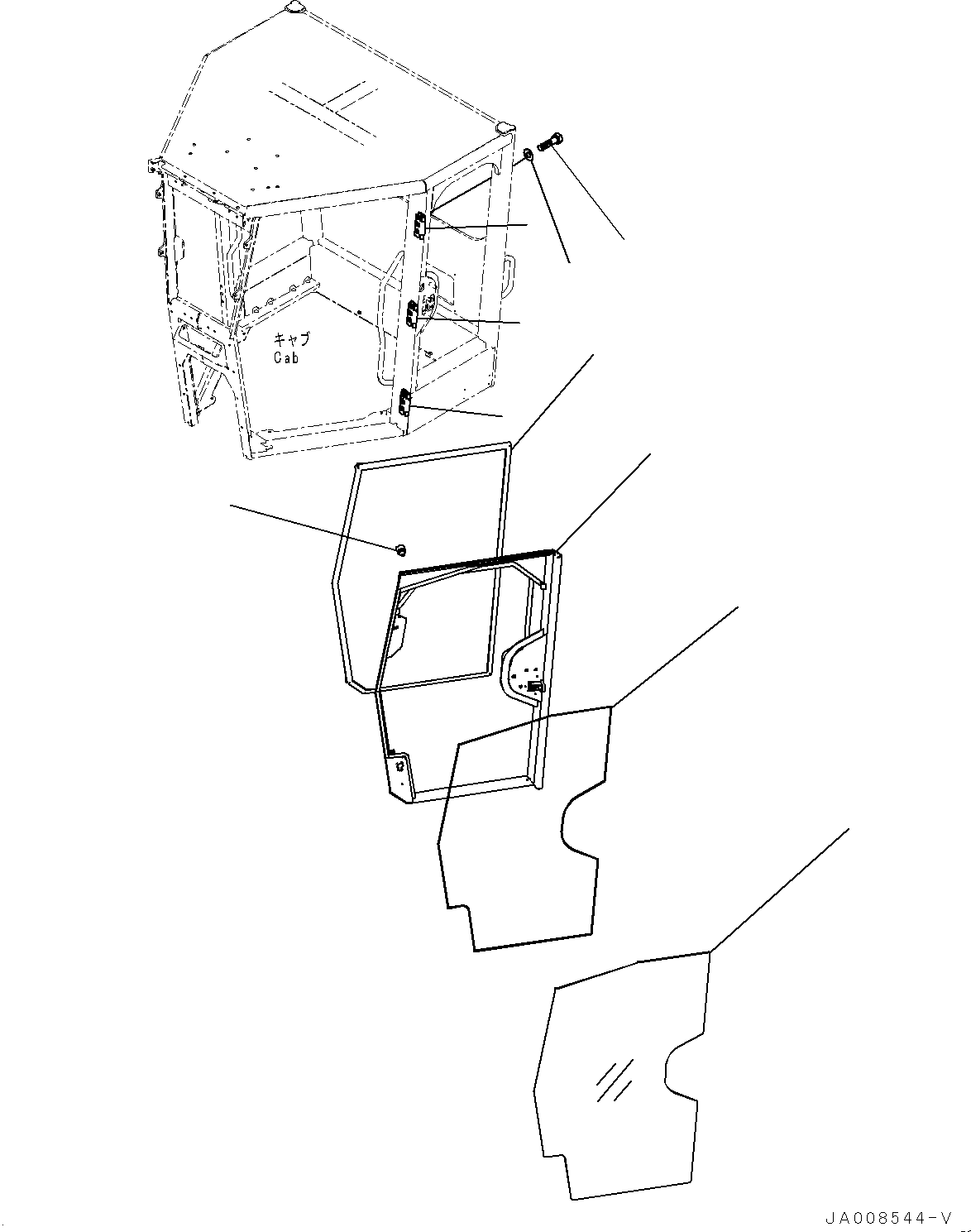 ROPS Cab Assembly, Low Height, Slide Window,KOMTRAX, 3G or KOMTRAX, GPRS 23B-926-7501 KOMATSU