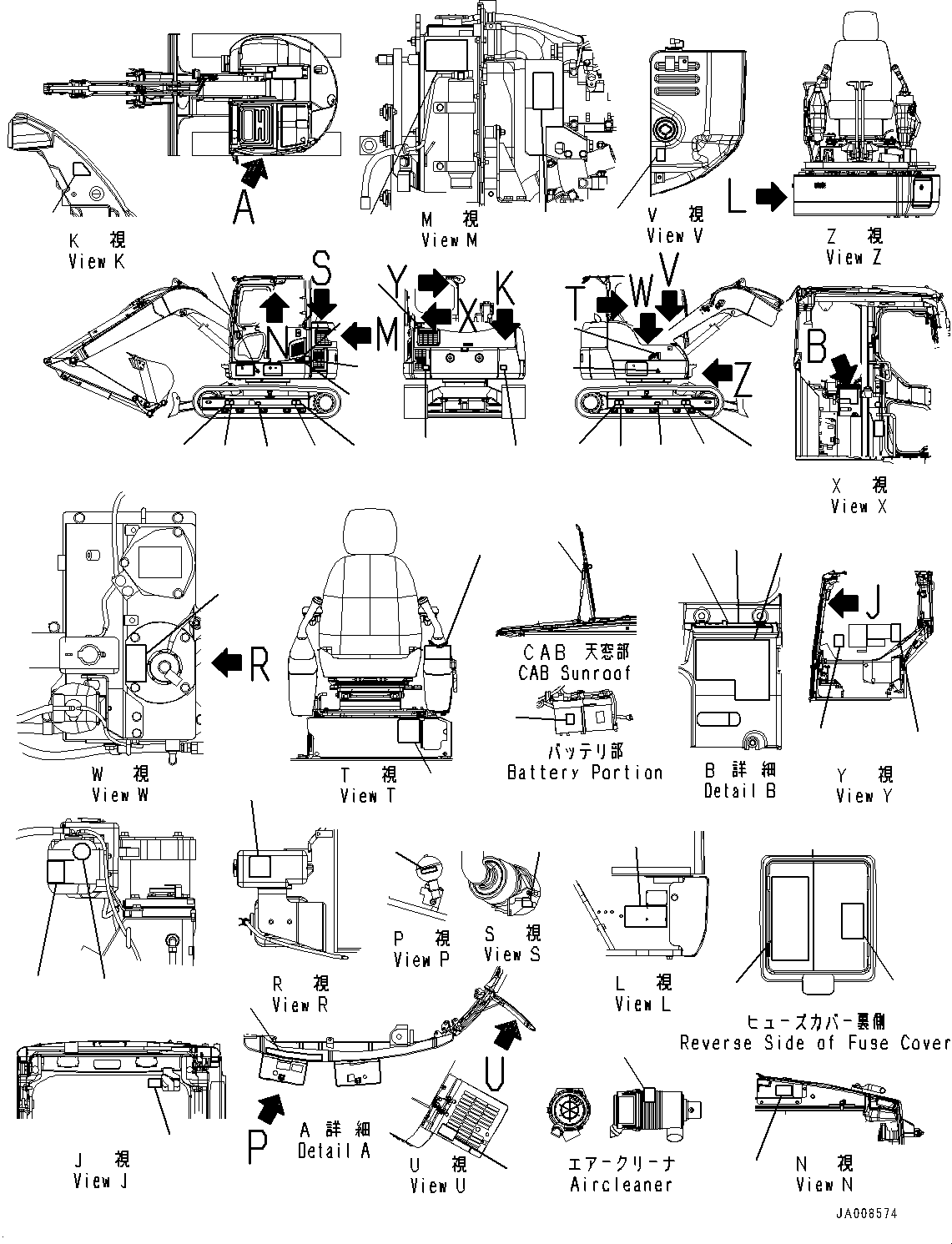 Decal, Operating Pattern 21S-98-33250 KOMATSU