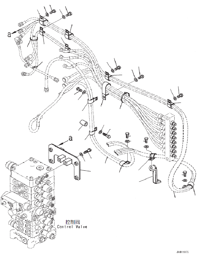 Шланг (кабина, трубопровод ppc клапана хода) (203-62-12720) KOMATSU