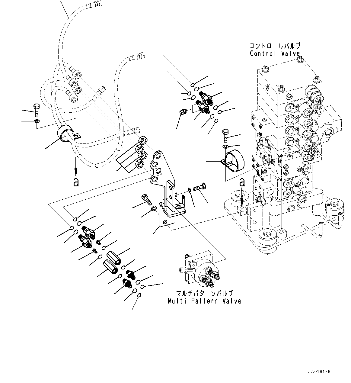 Hose(Shuttle Valve Piping,Piping,With Control Pattern Change Over Valve (ISO/BACKHOE)) (22B-62-23661) KOMATSU