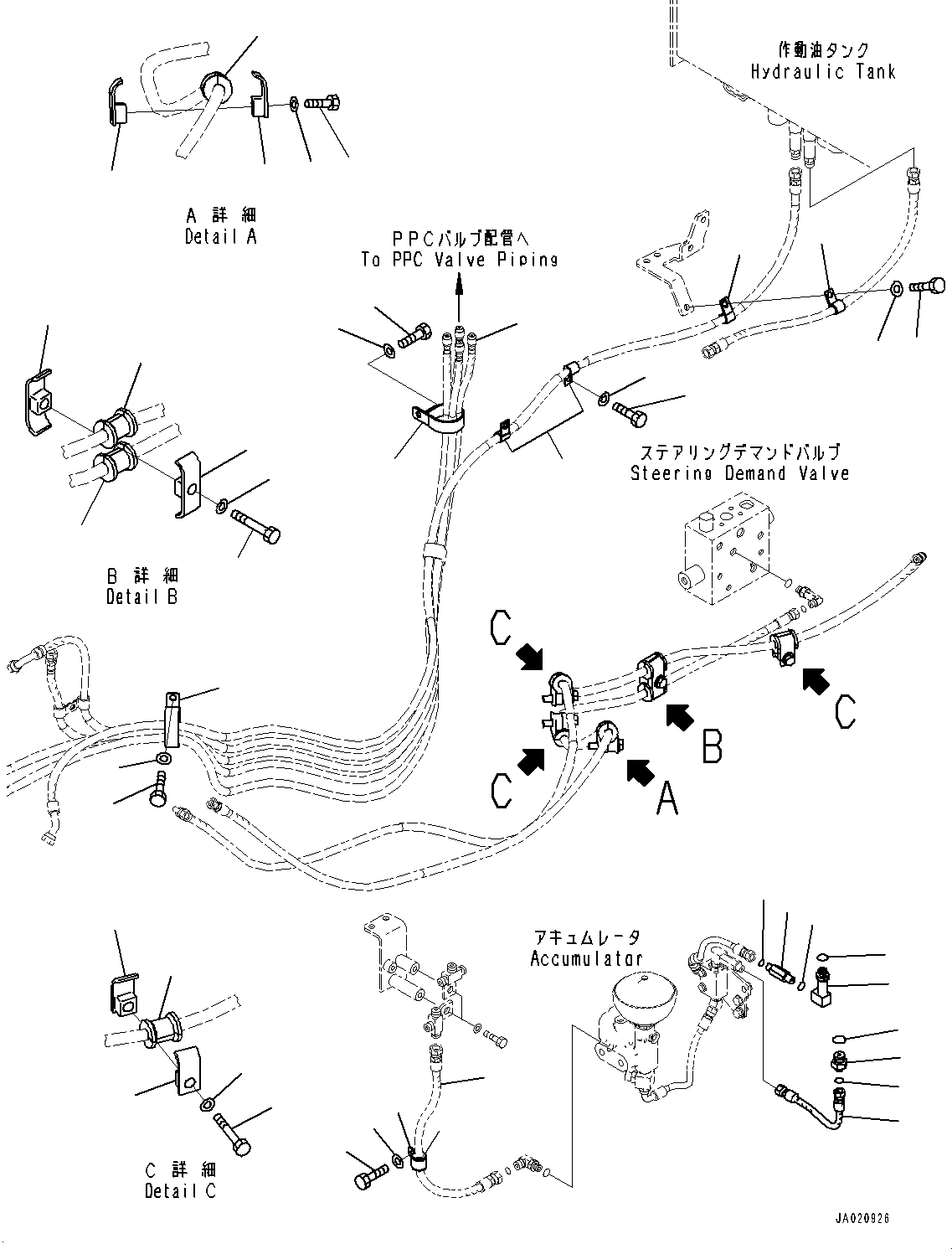 Hose(Hydraulic Piping,Hydraulic Tank Piping,With 3-Spool Control Valve) (419-62-52870) KOMATSU