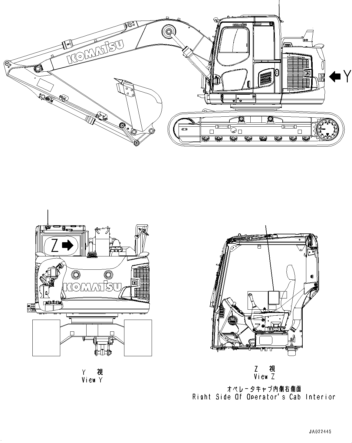 Plate, Caution, Lifting Capacity Table 22B-00-41370 KOMATSU