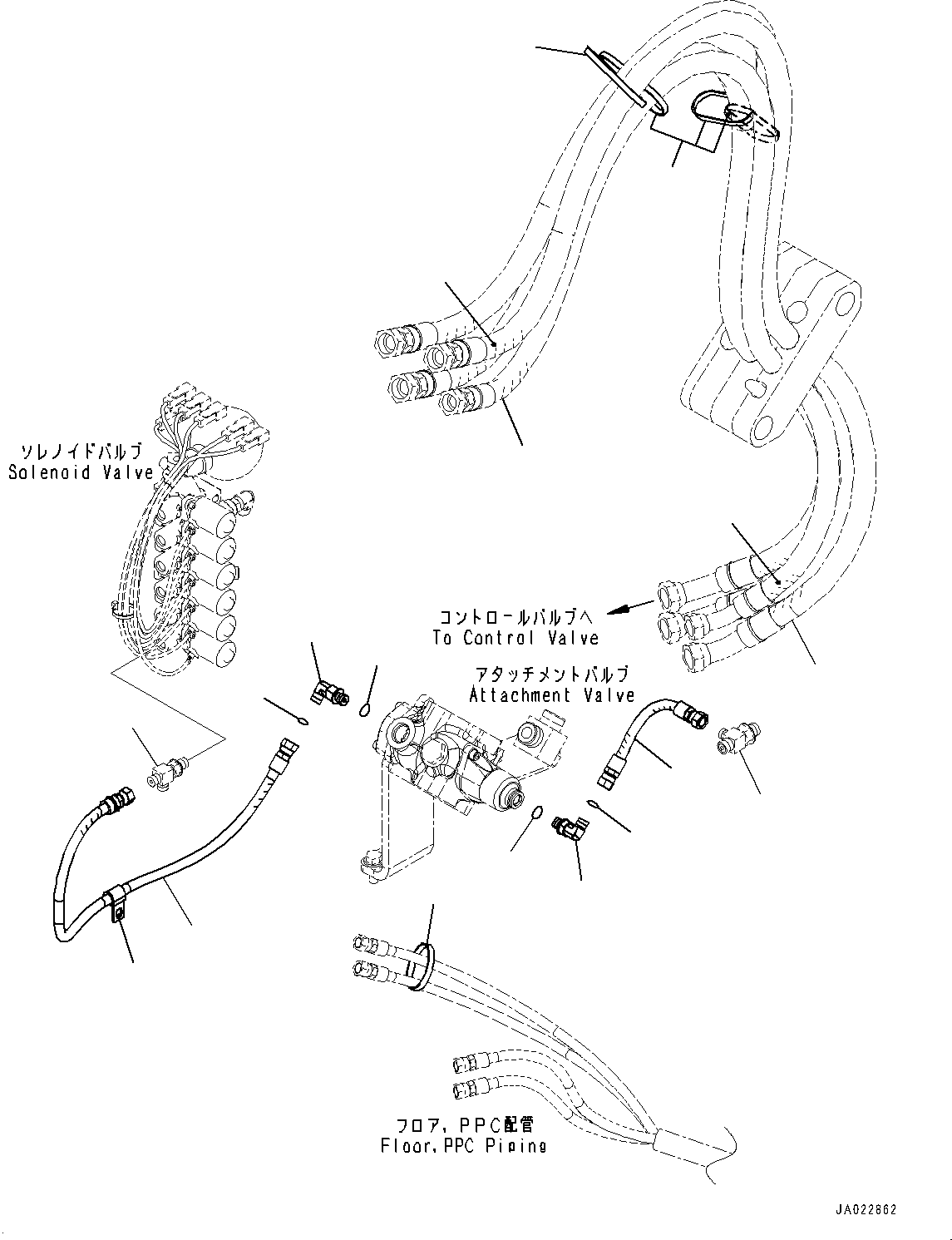Hose(Arm and Bucket Piping,Piping) (22B-62-36210) KOMATSU