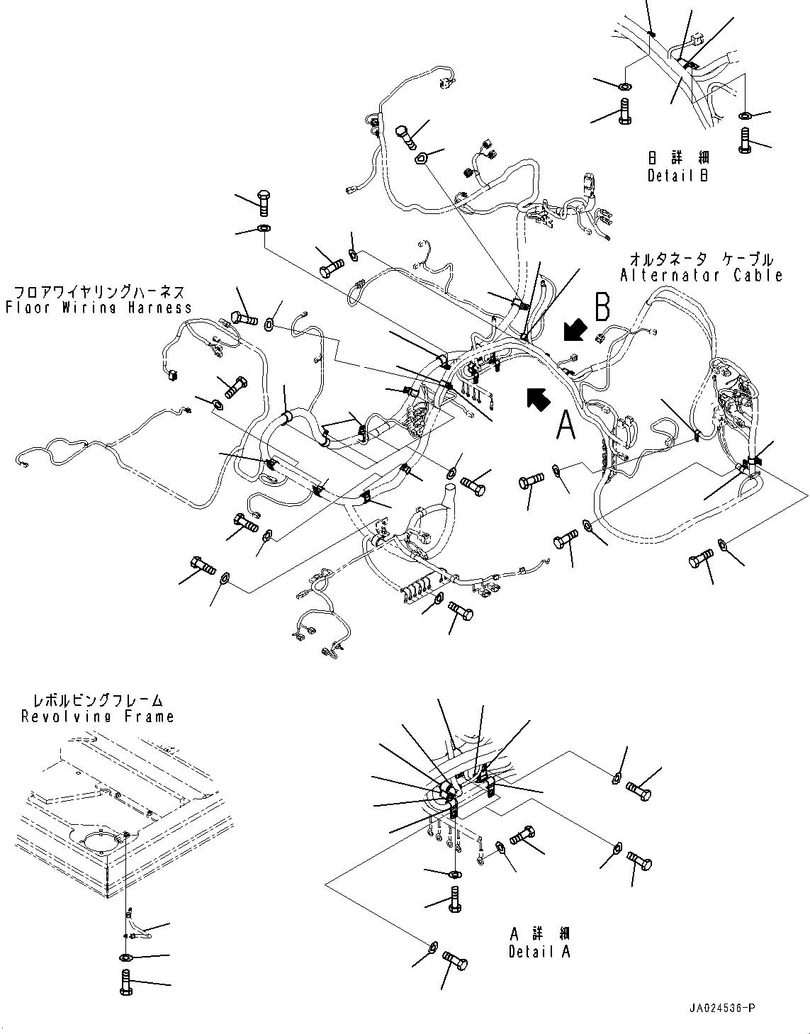 Cable, Ground(Cab,Floor, Wiring Harness Clamp and Ground) (08028-43035) KOMATSU