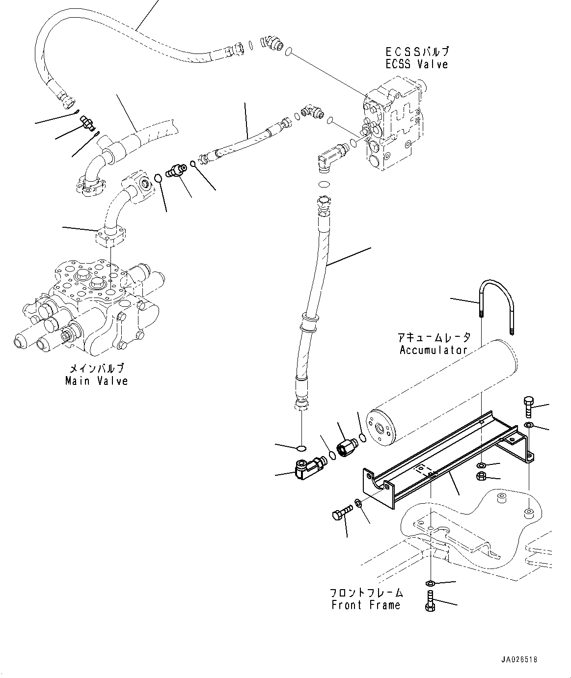 Hose, Face Seal Type(Hydraulic Piping,Piping,With 3-Spool Control Valve,ECSS) (02753-00608) KOMATSU