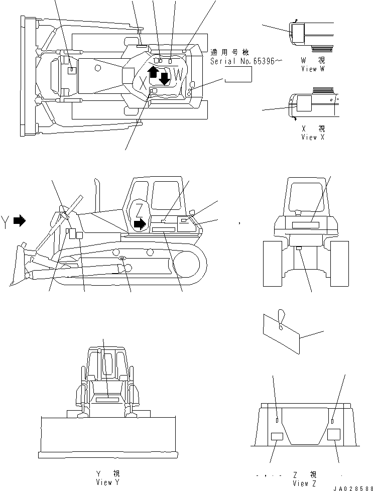 PLATE, MARK,D65EX, R.H. 14X-98-23220 KOMATSU