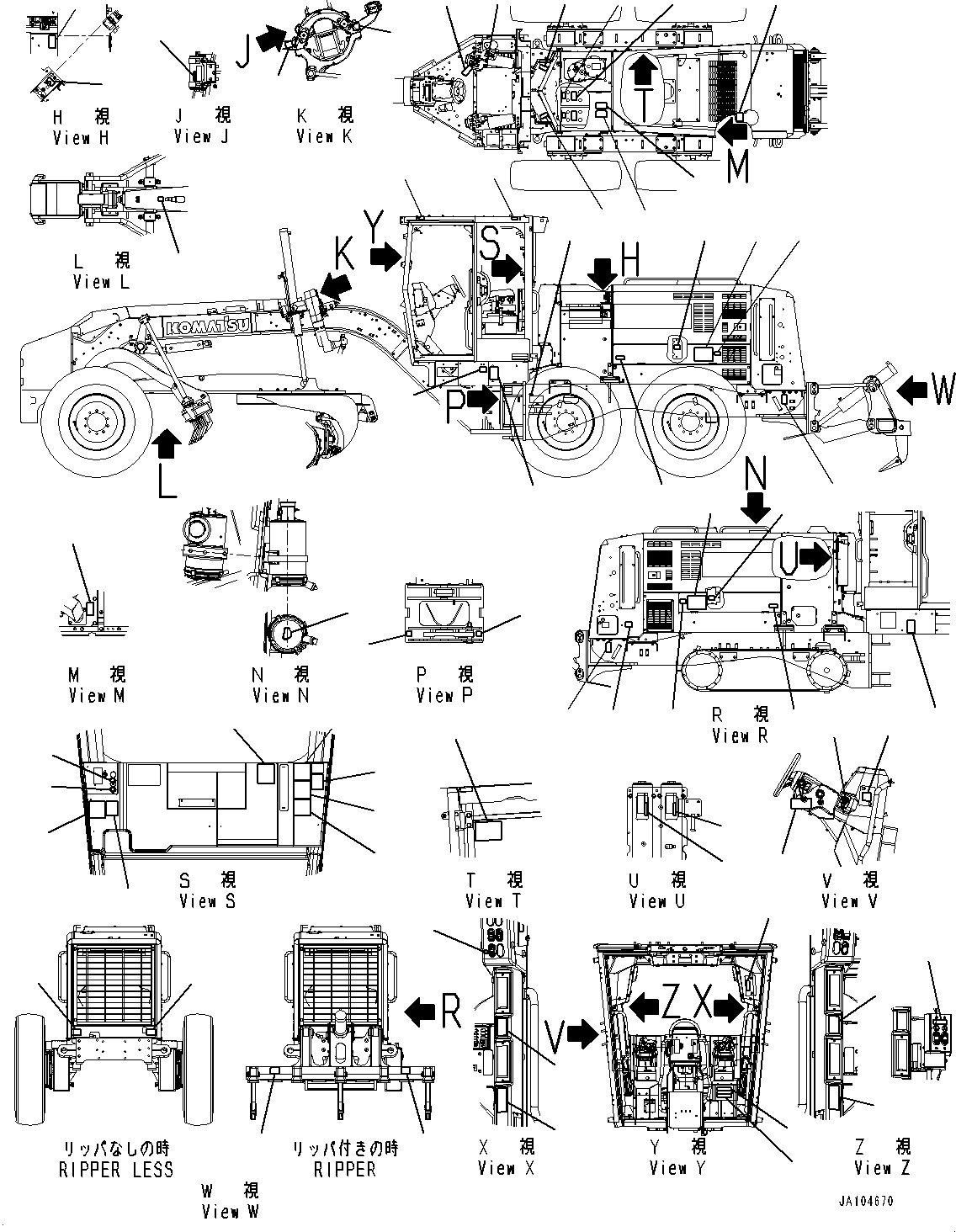 Plate, Caution, Encounter With Scarifier 23B-53-91150 KOMATSU