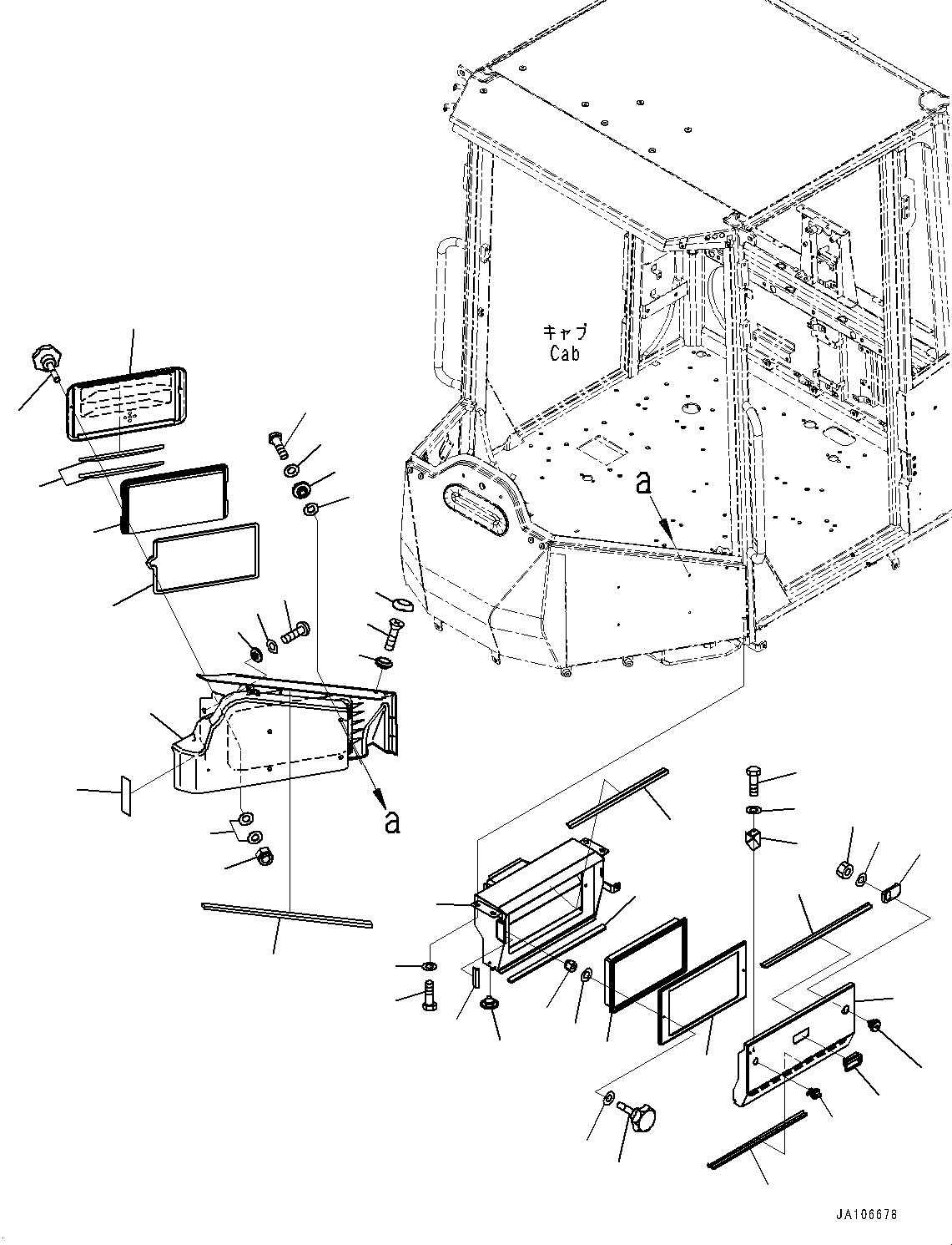 ROPS Cab Assembly, L.H. Sash Window,With KOMTRAX,Emergency Engine Stop Switch,KAL Step2 419-926-6022 KOMATSU