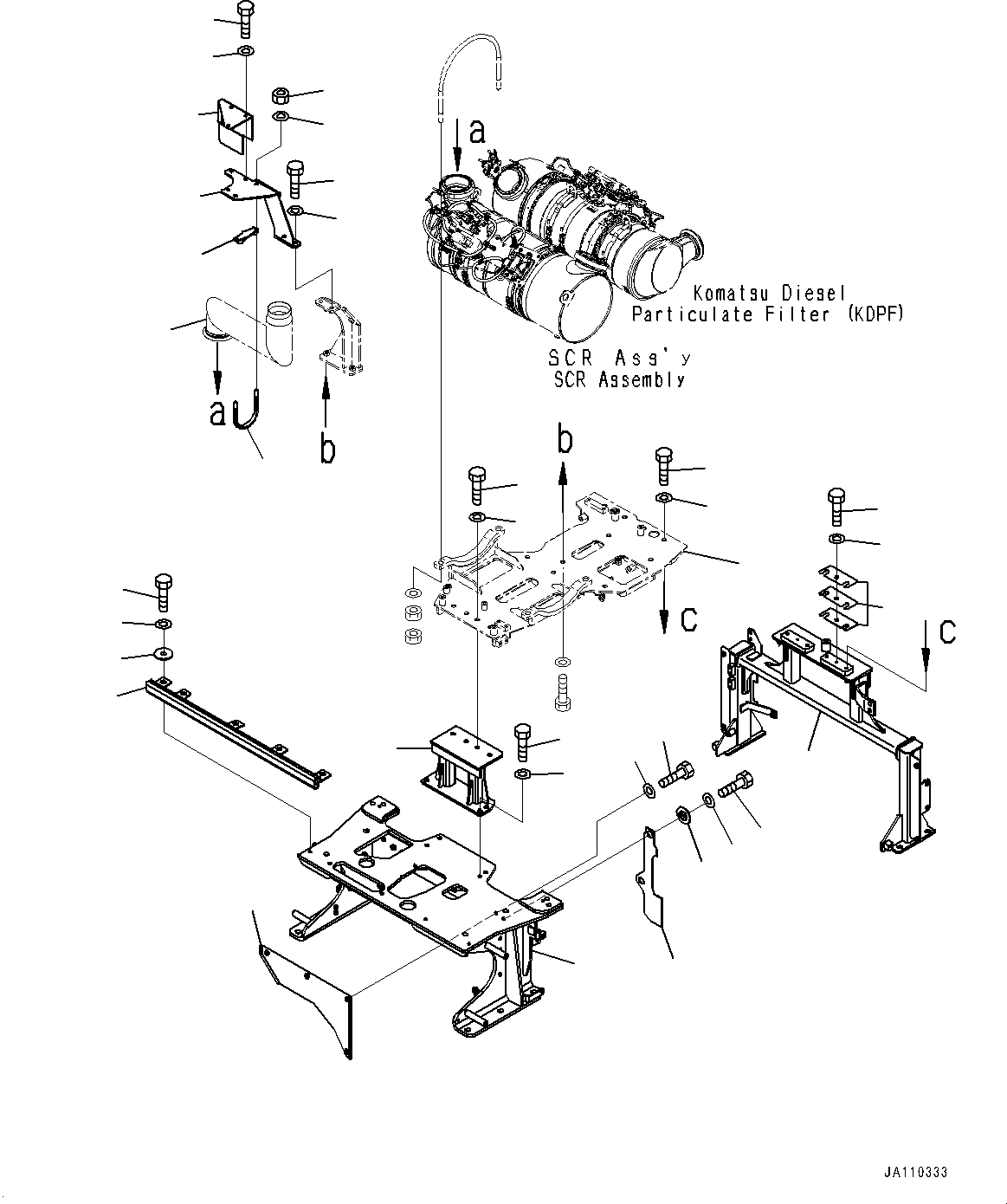 Bracket(Exhaust Pipe,Komatsu Diesel Particulate Filter (KDPF) and SCR Assembly Mounting) (423-02-69111) KOMATSU