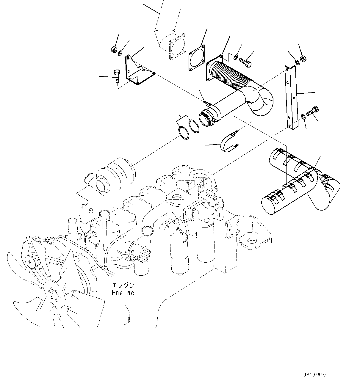 Tube(Right Fender Sub Unit,Exhaust Piping) (56D-02-21142) KOMATSU
