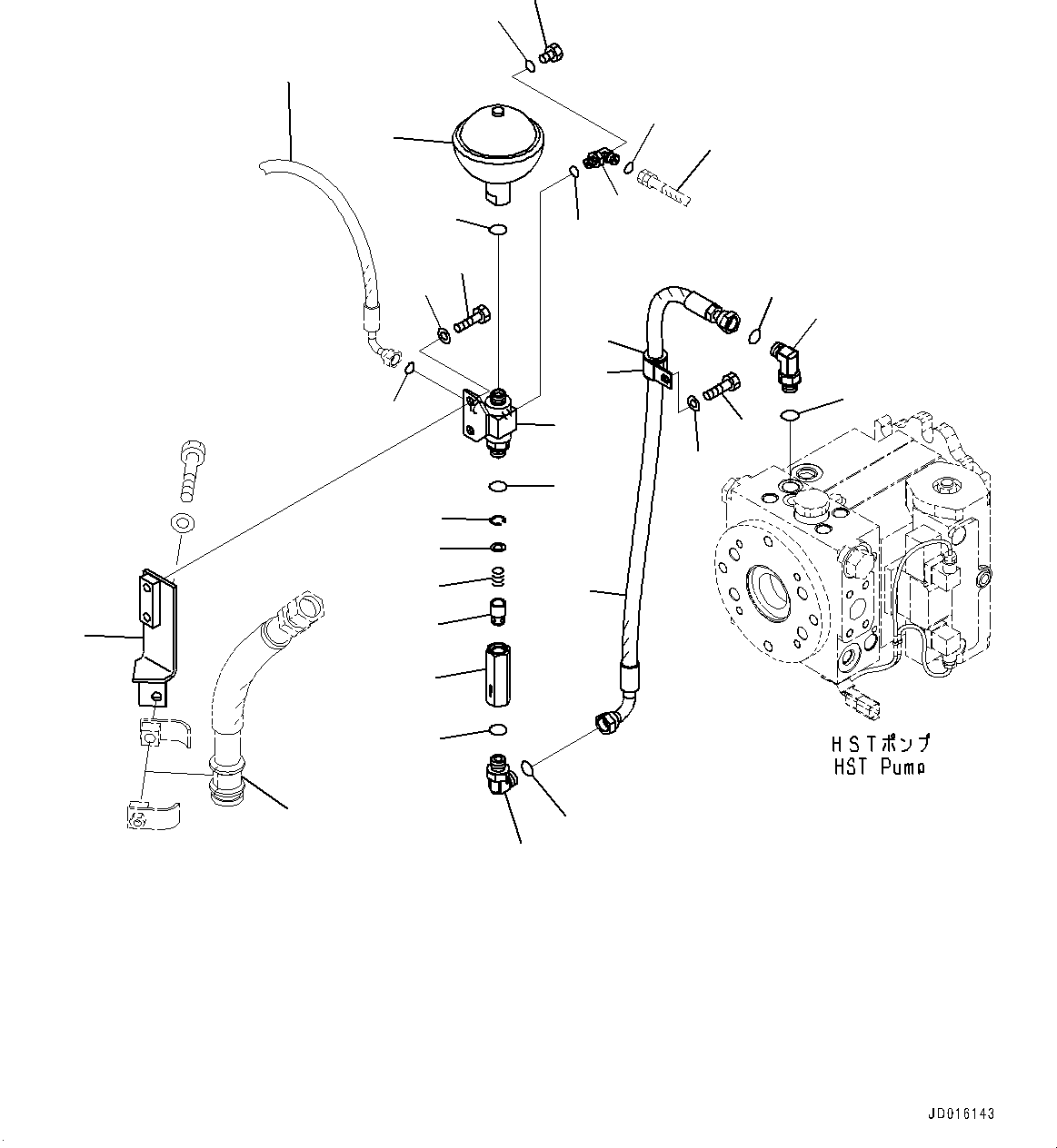 Hose(Hydraulic Piping,Hydraulic Tank Piping,With 3-Spool Control Valve,Emergency Steering) (419-62-43640) KOMATSU