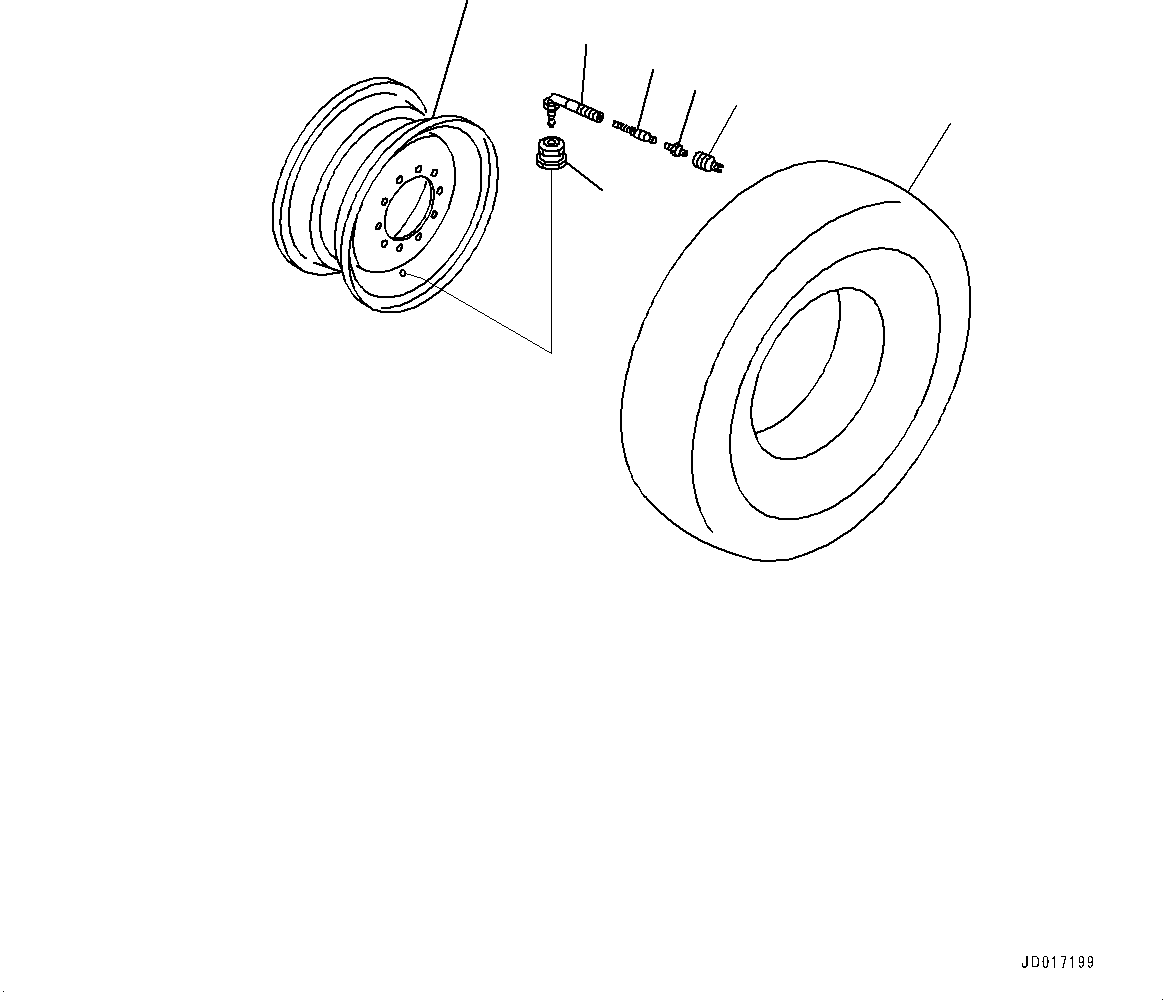 Tire and Rim Assembly, Front,R.H. 23B-30-71180 KOMATSU