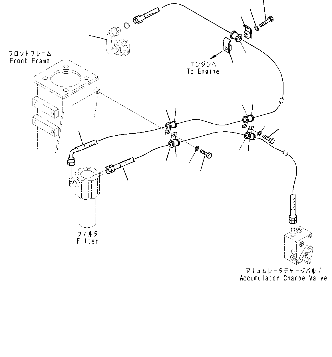 Tube(Hydraulic Oil Main Pump and Oil Piping,Brake Piping) (56B-61-22512) KOMATSU
