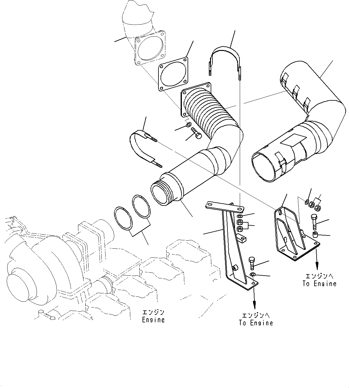 Tube(Right Fender Sub Unit,Exhaust Muffler Related Parts) (56B-02-21623) KOMATSU