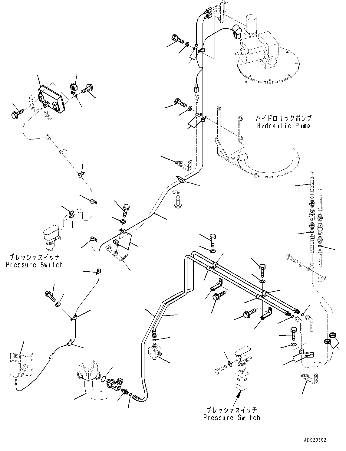Hose, Face Seal Type(Auto-greasing System,Grease Pump Piping,With Reinforced Wiring Harness) (02760-003A5) KOMATSU