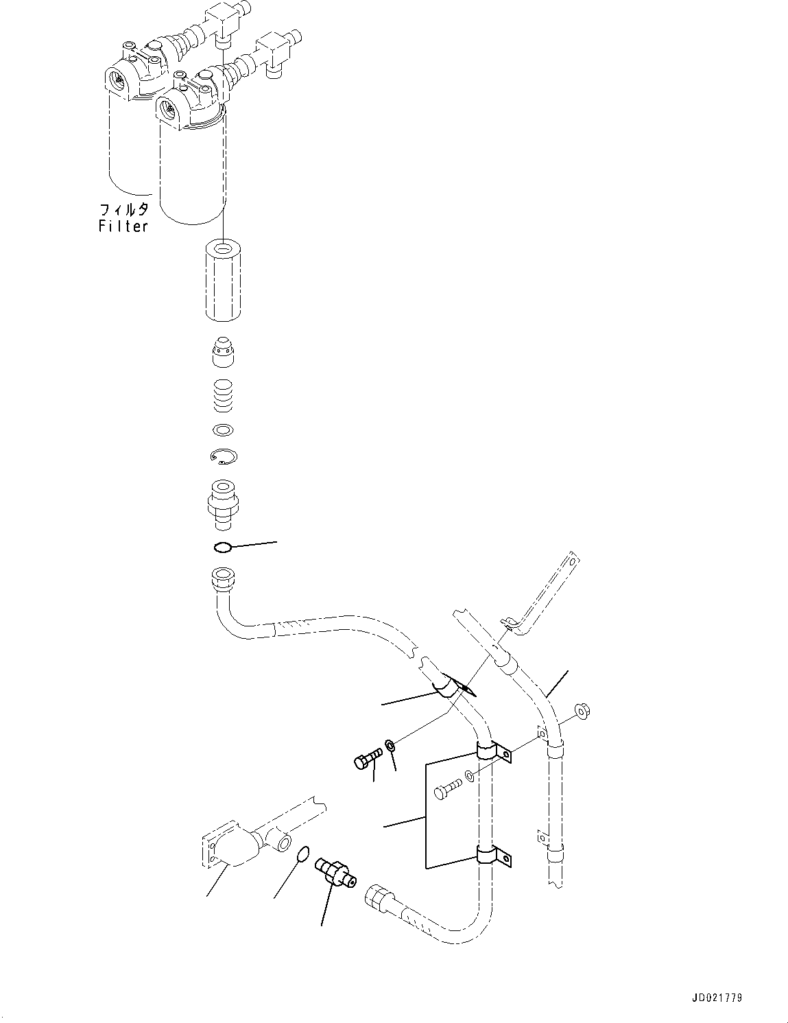 Hose, Face Seal Type(Brake Piping,Cooling Oil Filter,With Inline Filter) (02763-00616) KOMATSU