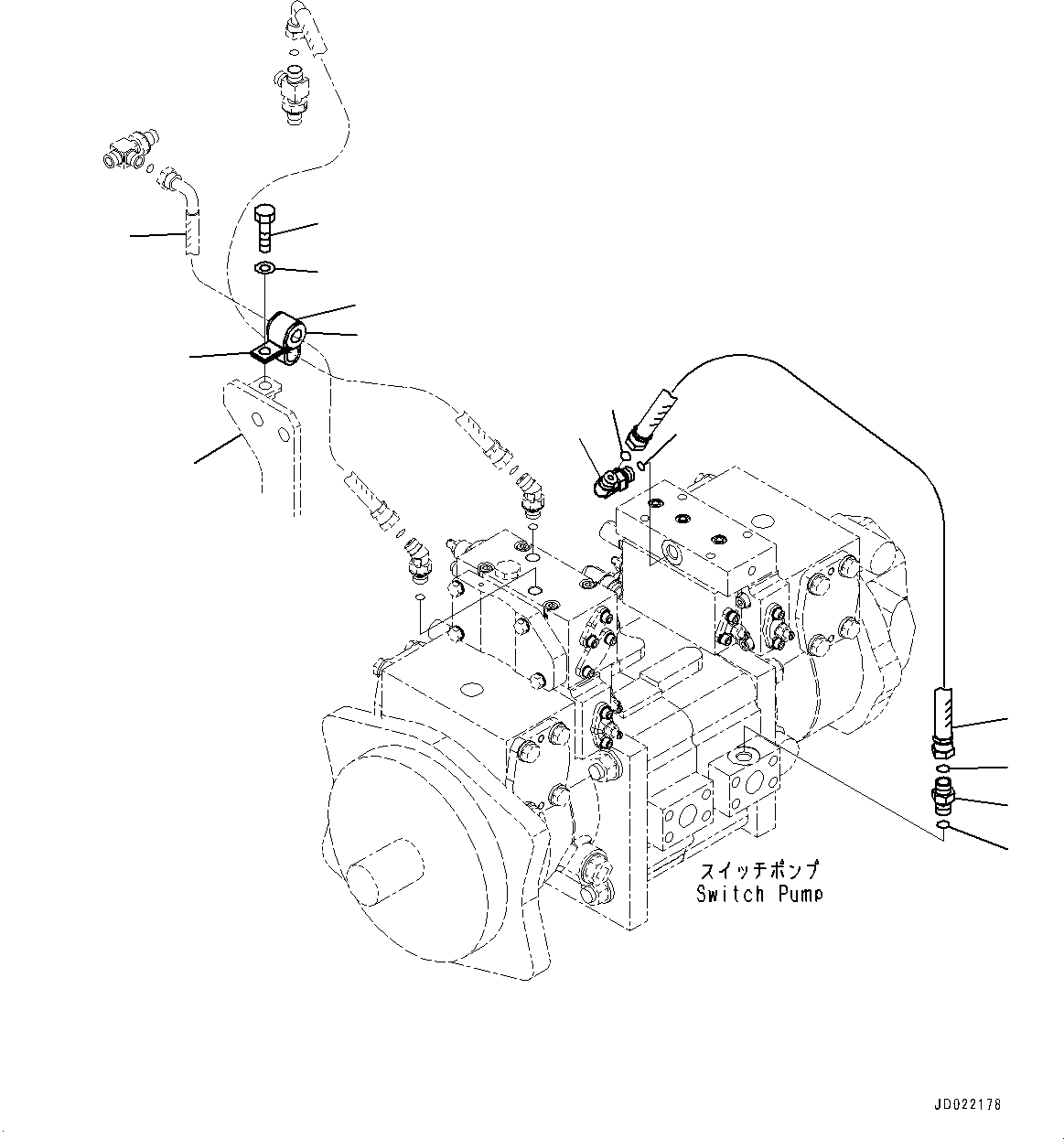 Hose, Face Seal Type(Hydraulic Piping,PPC Valve Piping, Rear,With Active Working System) (02754-00209) KOMATSU