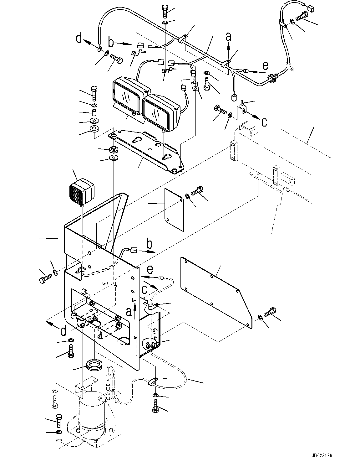 Wiring Harness(Front Working Lamp,R.H.,With Amber Color Warning Beacon) (566-85-81350) KOMATSU