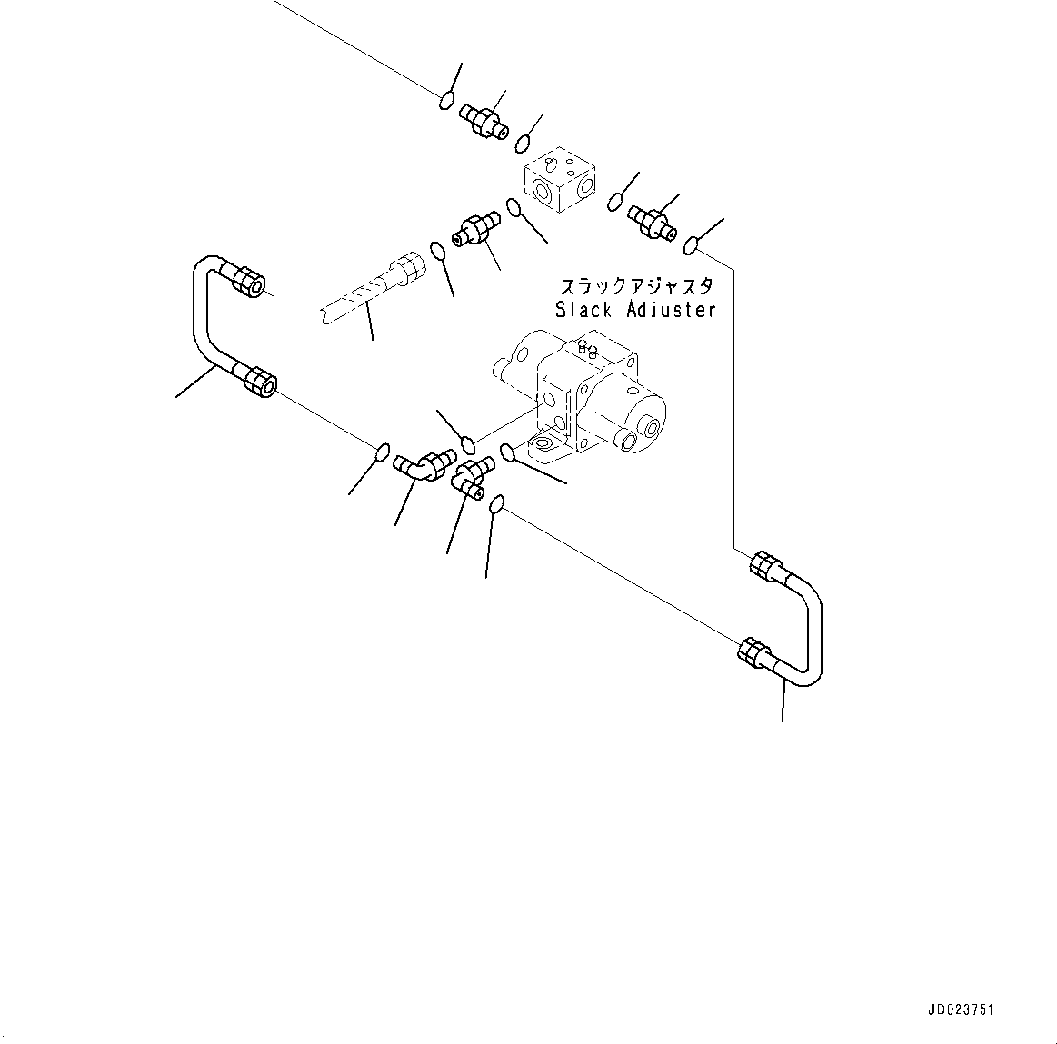 Hose, Face Seal Type(Brake Piping,Wiring Harness,With Anti-skid Brake System (ABS)) (02765-005A7) KOMATSU