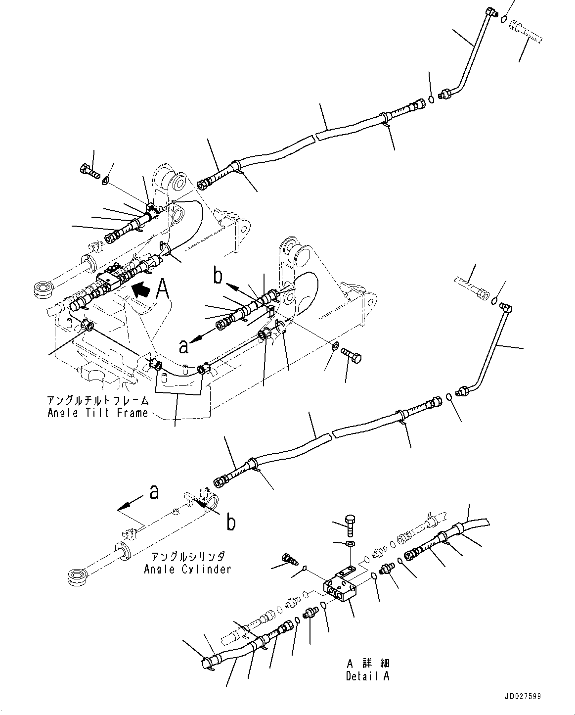 Tube(Dozer Blade Angle Cylinder Piping,For 2 Forward - 2 Reverse Transmission) (104-62-55130) KOMATSU