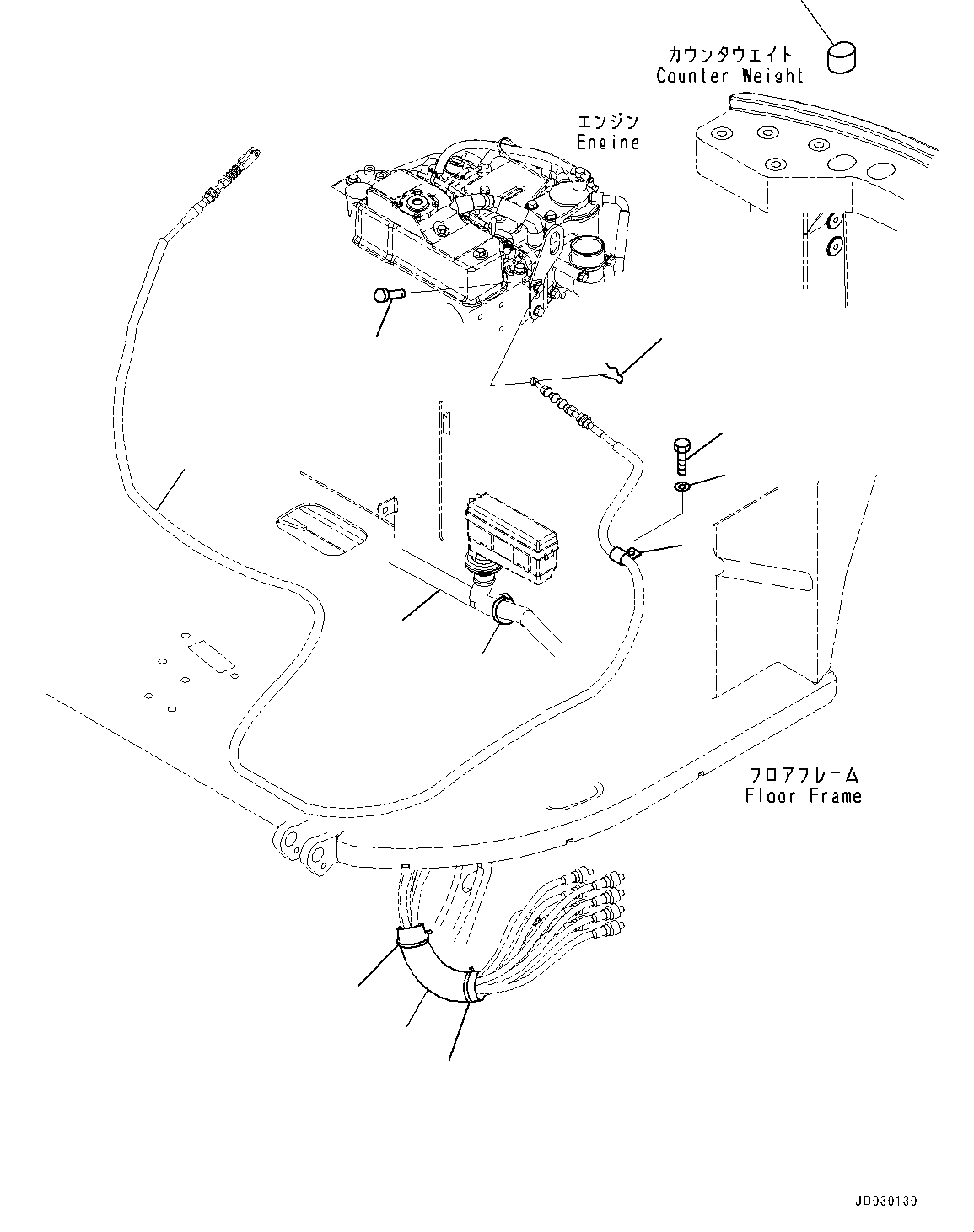 Cable(Cab,Fuel Control Lever) (22F-43-31442) KOMATSU