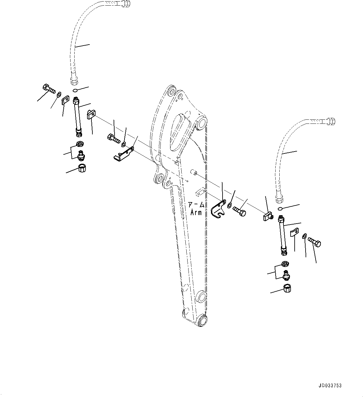 Hose, Face Seal Type(Arm Unit,Pin and Piping,1370mm Arm, 1-Attachment,For North America) (02765-20407) KOMATSU