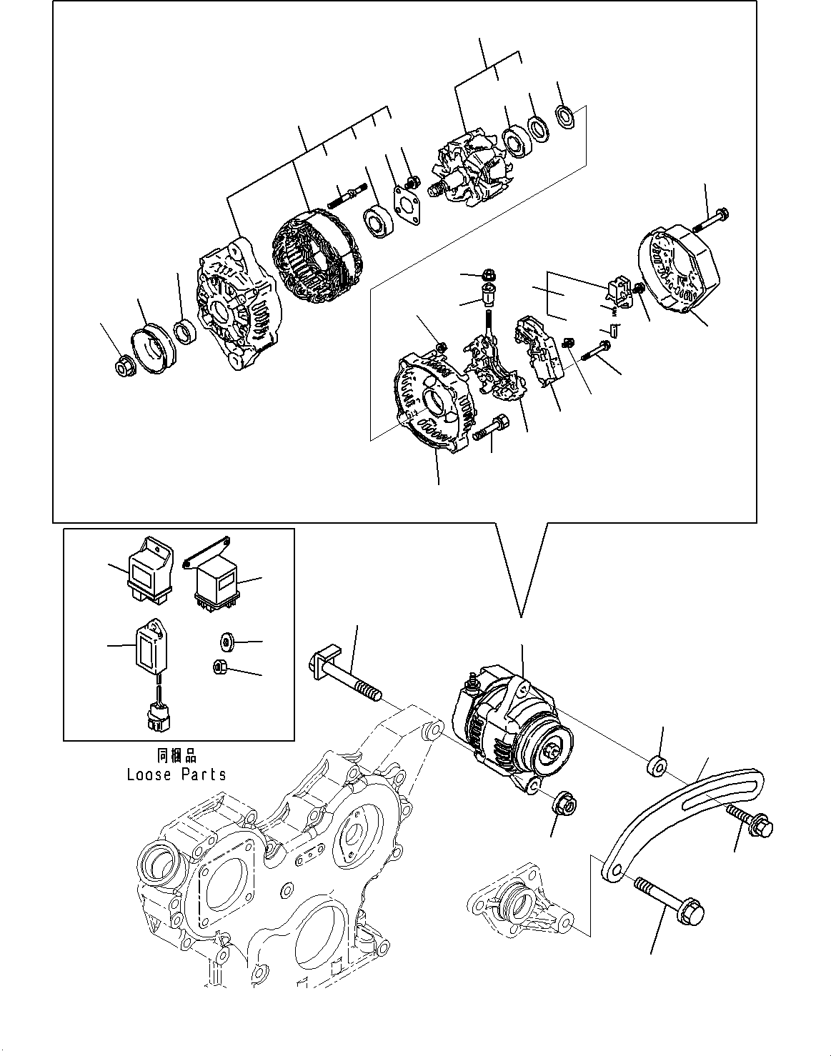 Alternator Assembly, 40Amp. YM129423-77210 KOMATSU