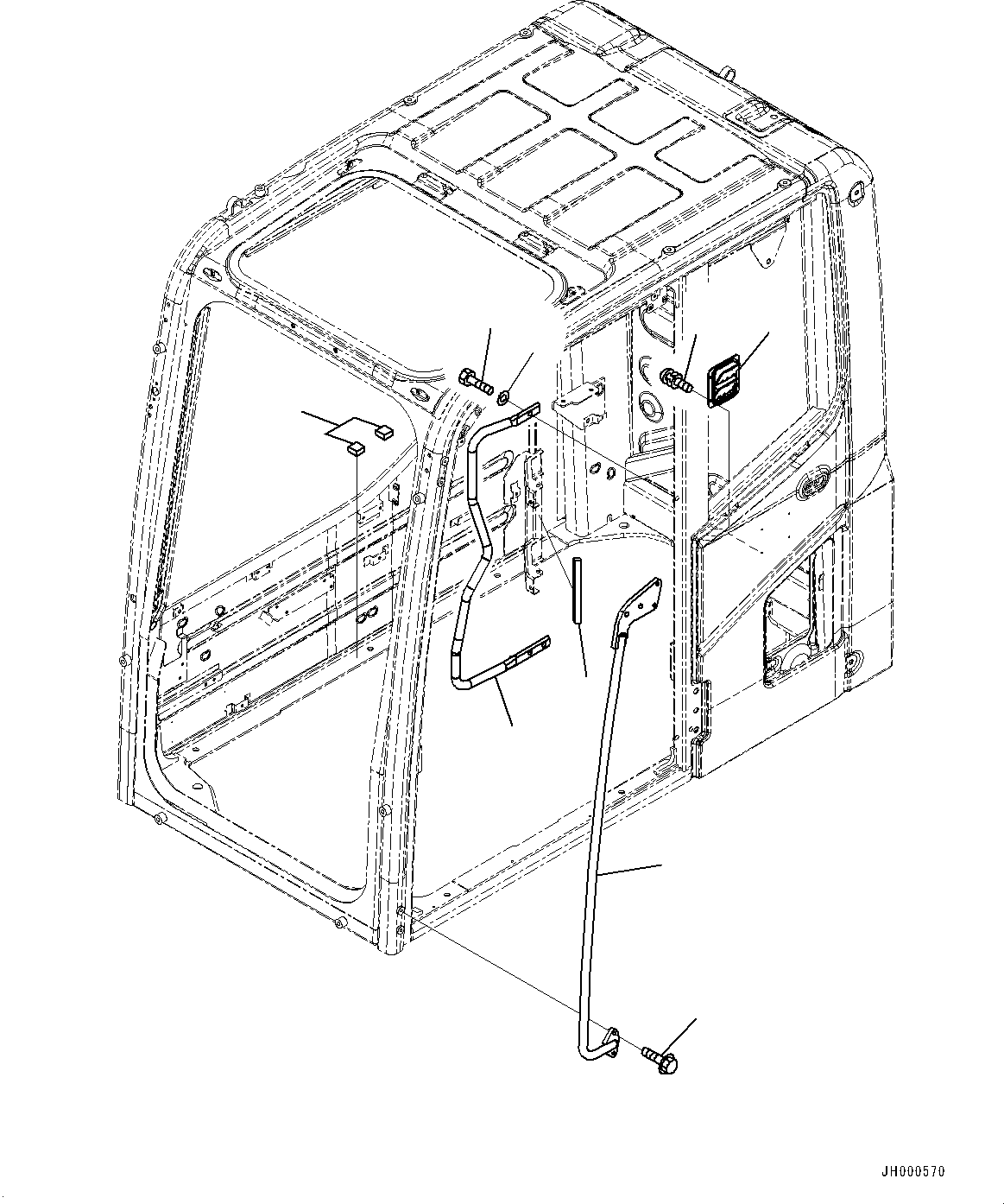 Cab Assembly, R.H. and Rear Fixed Window Type,Auto Air Conditioner, Big Wind Quantity,KOMTRAX,12volt Power Outlet 209-53-00591 KOMATSU
