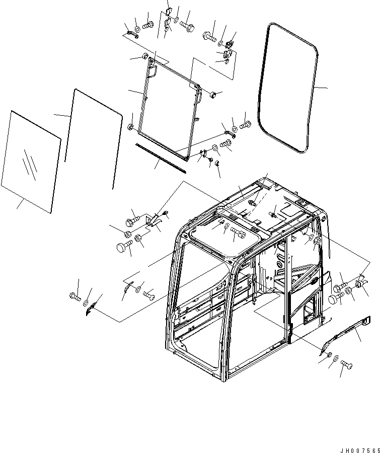Cab Assembly, R.H. and Rear Fixed Window Type,Air Conditioner 209-53-00582 KOMATSU