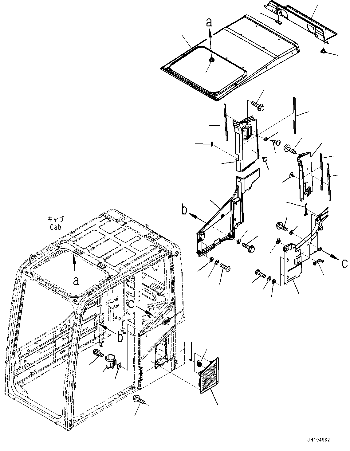 Cab Assembly, Cab Step2,Auto Air Conditioner,KOMTRAX, 3G 207-53-00734 KOMATSU