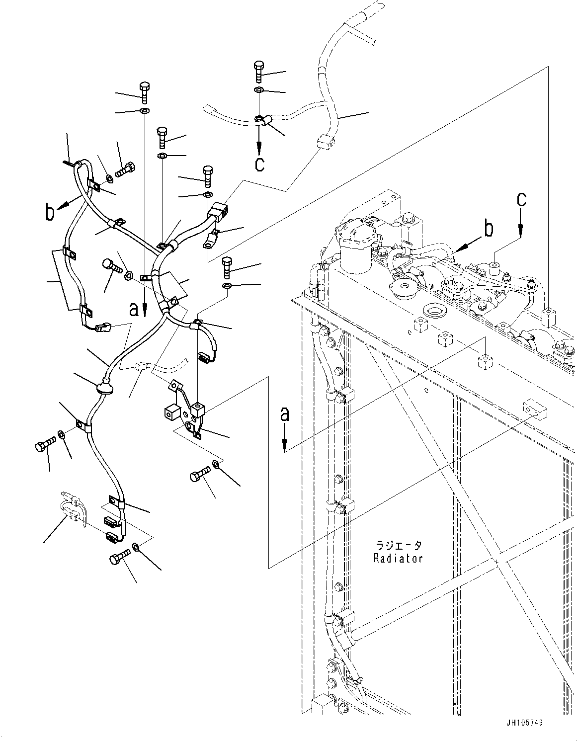 Wiring Harness(Engine Hood and Side Cover Group,Reservoir Tank and Piping) (17A-06-23211) KOMATSU