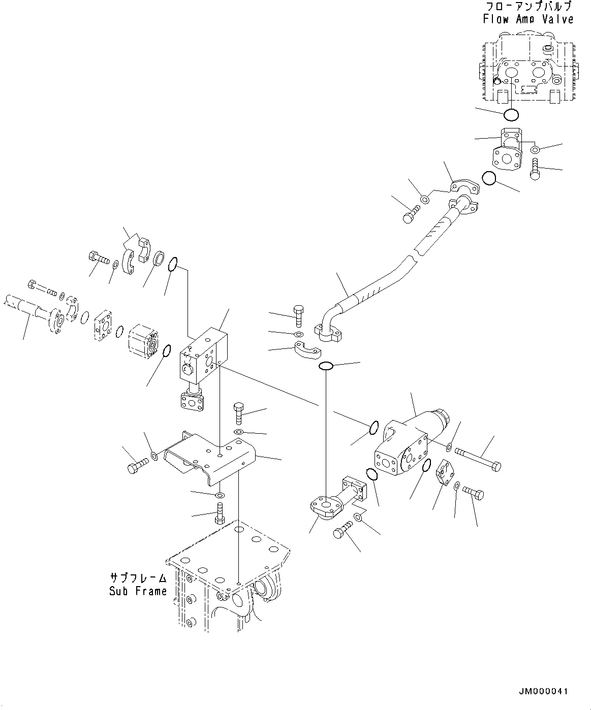 Hose, Flange Type(Hydraulic Oil Piping,Pump to Flow Amplifier Valve) (07088-010A7) KOMATSU
