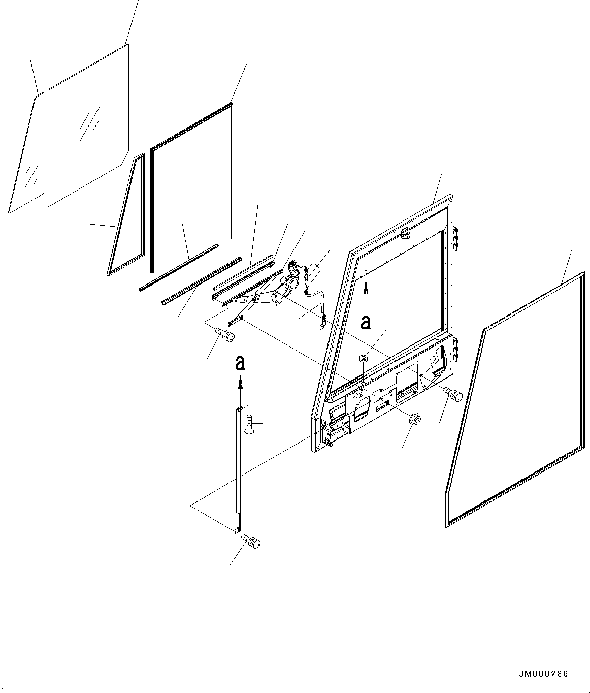 Door Assembly, R.H., for Power Window 56B-54-24400 KOMATSU