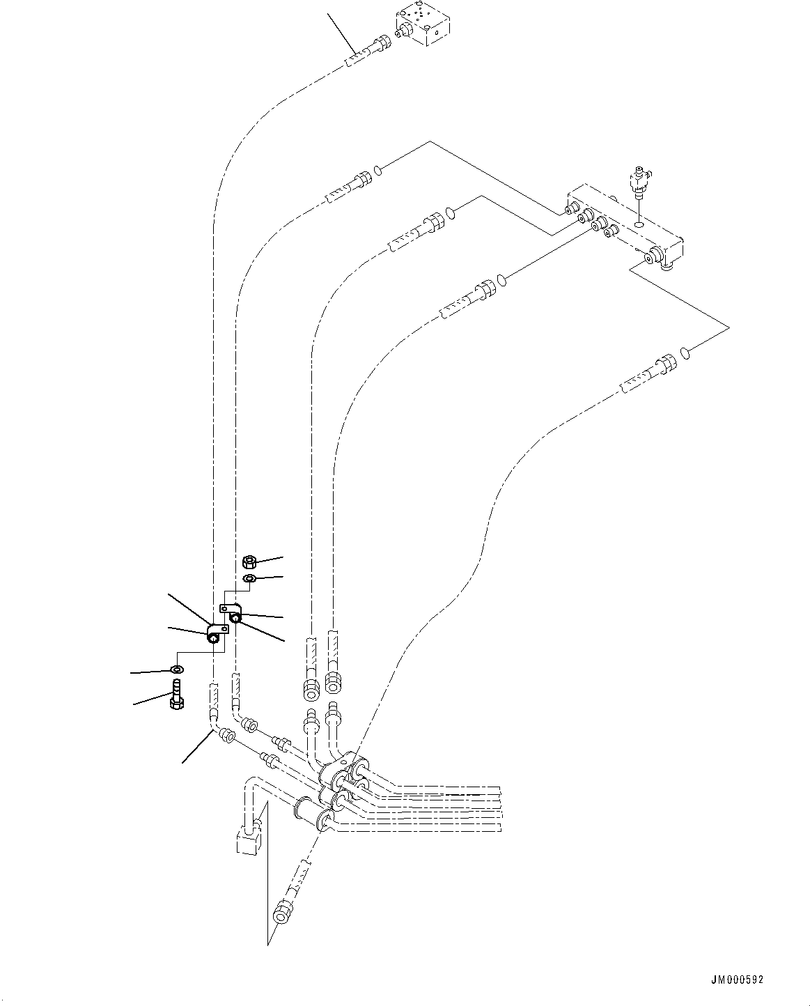 Hose, Face Seal Type(Brake Piping,Piping,With Anti-skid Brake System (ABS)) (02767-00510) KOMATSU
