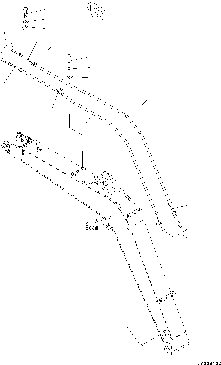 Hose, Face Seal Type(Arm Unit,Attachment Piping,1640mm, 1-Attachment) (02765-20410) KOMATSU