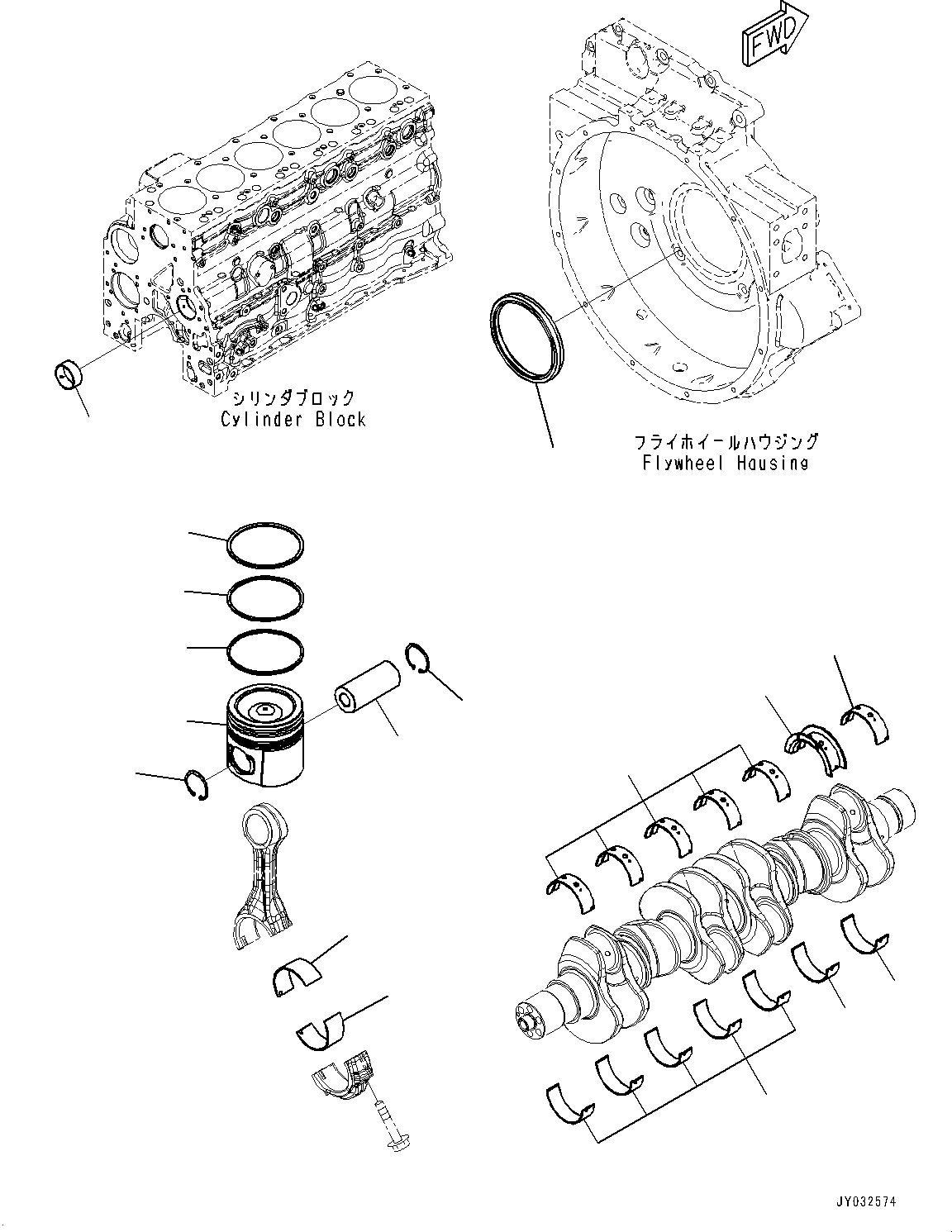 Piston Kit, Oversize 0.50mm 6755-39-2091 KOMATSU