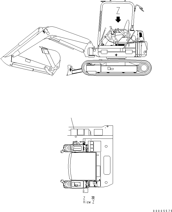 LOAD RATING CHART,(FOR CAB) (FOR LONG ARM) 454-692 KOMATSU