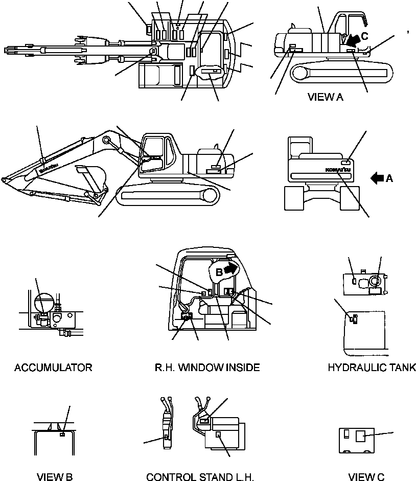 PLATE, BACKHOE CONTROL PATTERN - OPTIONAL 203-916-A730 KOMATSU