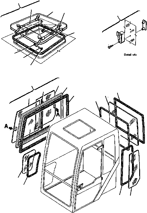 GLASS, R.H. REAR 21D-54-44580 KOMATSU