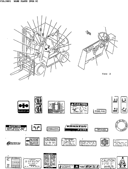 DECAL KIT (DIESEL) (ALL DECALS EXCEPT CAPACITY REL 3EC-96-00200 KOMATSU