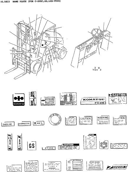 DECAL, BONNET, LPS 3EB-96-13410 KOMATSU