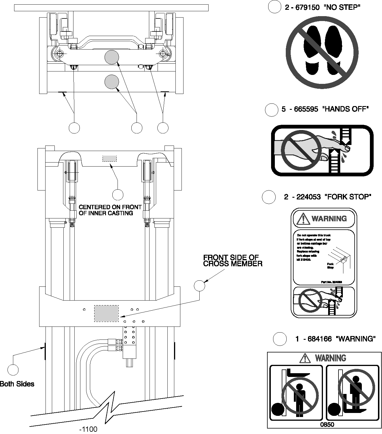DECAL, MAST, WARNING CC684166 KOMATSU