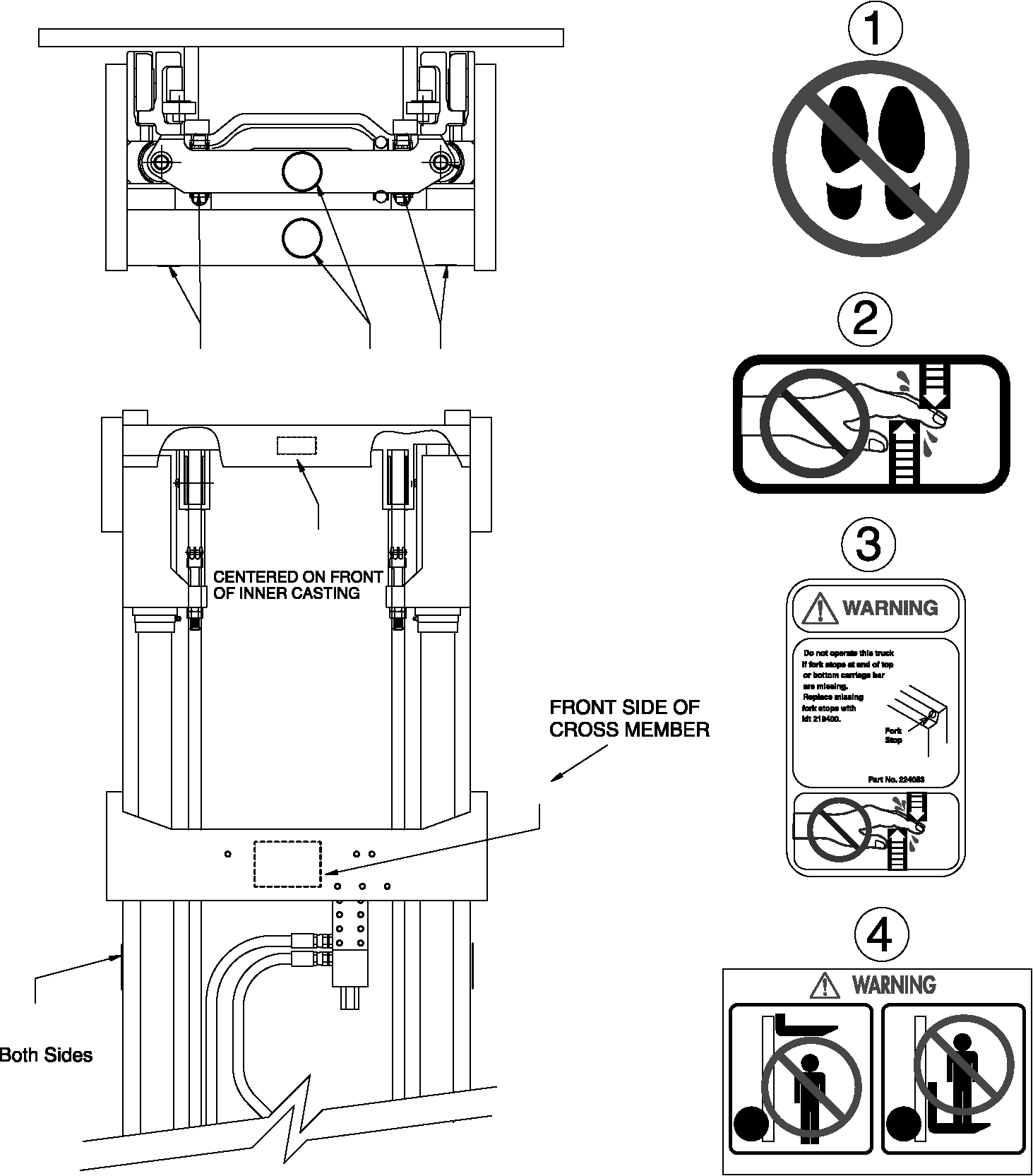DECAL, FORK STOP CC2240353 KOMATSU