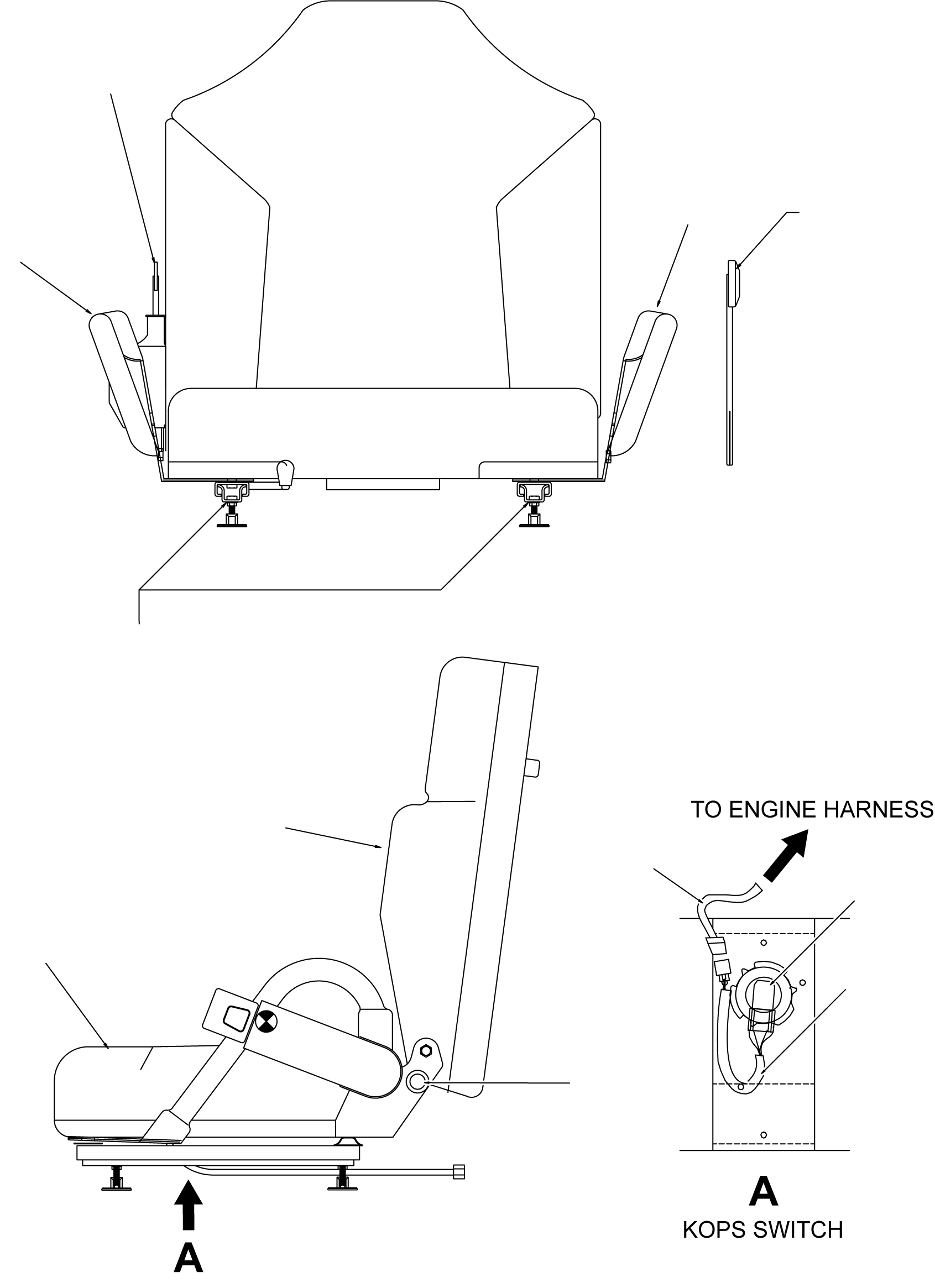 REPLACEMENT CUSHION ASSY, BLACK FABRIC, W/FRAME AND SEAT ADJUSTER 3EB-50-75311-1B KOMATSU